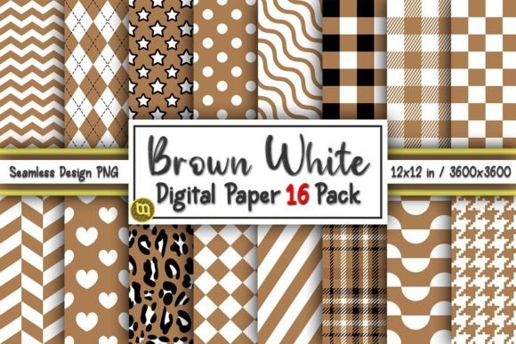 Download Brown White Seamless Digital Paper Pack - Sea Collection