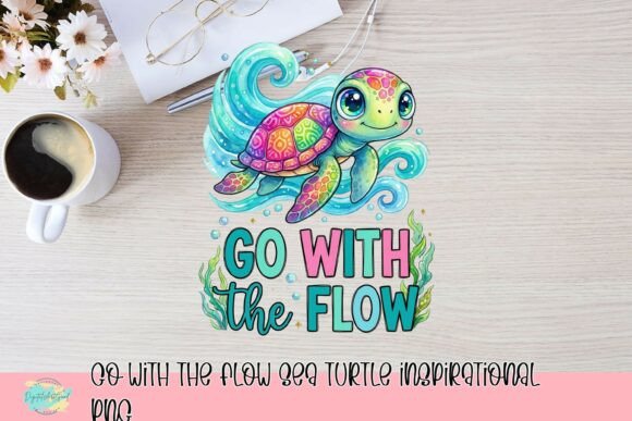 Download Go with the Flow Sea Turtle Inspirational PNG - Sea Collection