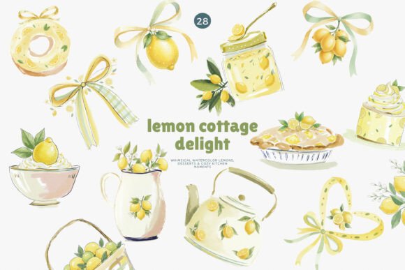 Download Lemon Watercolor Clipart Set - Watercolor clipart set Collection