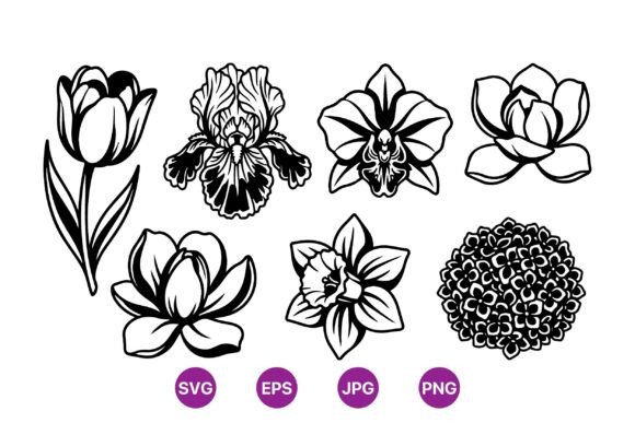 Download Black Line Art Flower Clipart - Black Collection