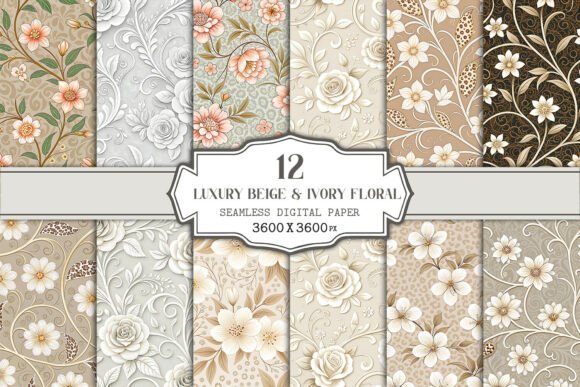 Download Luxury Beige &amp; Ivory Floral Seamless - Sea Collection