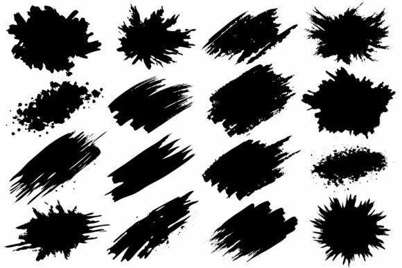 Download Black Grunge Brush Strokes and Splatters - Black Collection