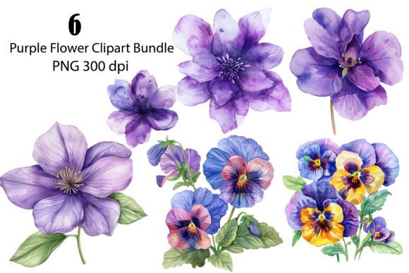 Download Watercolor Abstract Flowers Clipart, PNG - Premium Bundle