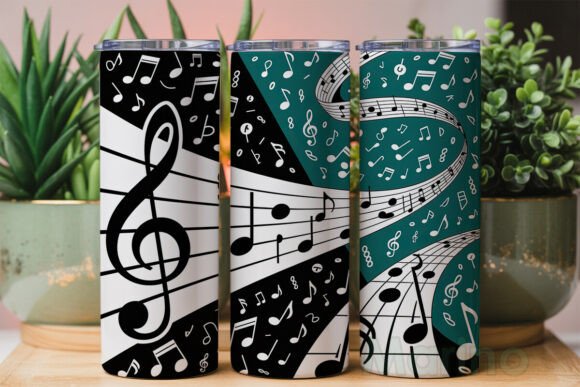Download Dynamic Music Notes Teal Black Tumbler - Black Collection