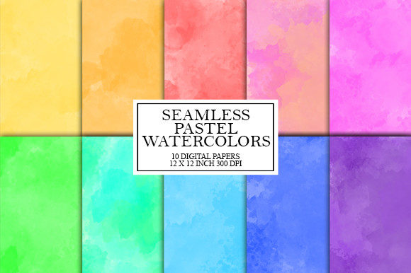 Download Seamless Pastel Watercolor Digital Paper - Sea Collection