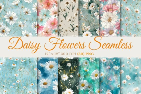 Download Daisy Flowers Watercolor Floral Seamless - Sea Collection