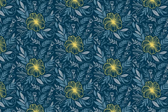 Download Continuous Seamless Flower Line Pattern - Sea Collection